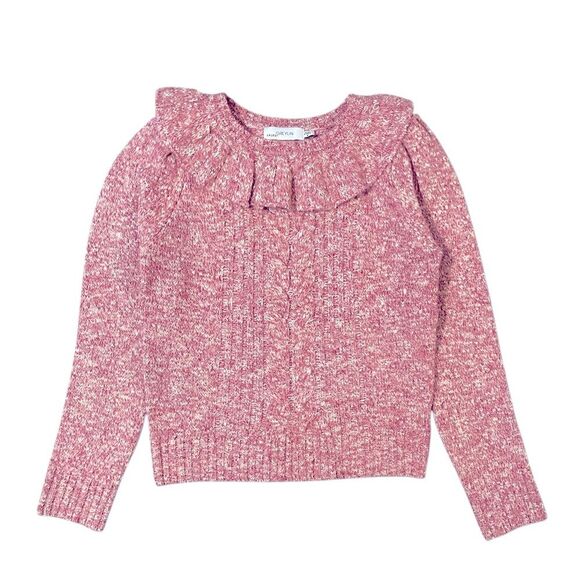 NWT Greylin Claris Cozy Lurex Knit Sweater Collar Ruffle Pink Sparkle Medium - Picture 2 of 7